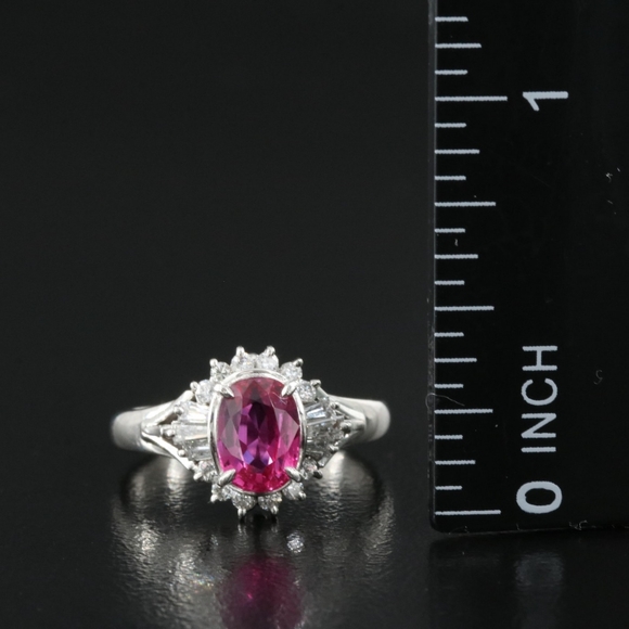 Platinum 1.11CT RUBY and Diamond Ring With GIA Report - Picture 2 of 9